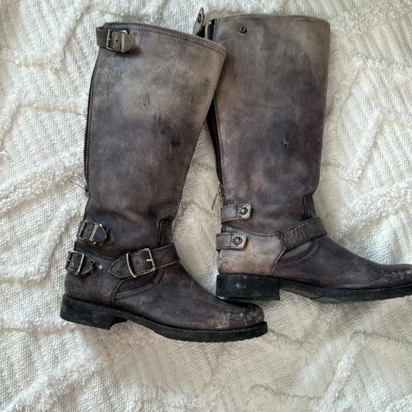 Women’s Vintage Leather FRYE Distressed Moto Boot - 8.5 - Picture 15 of 16